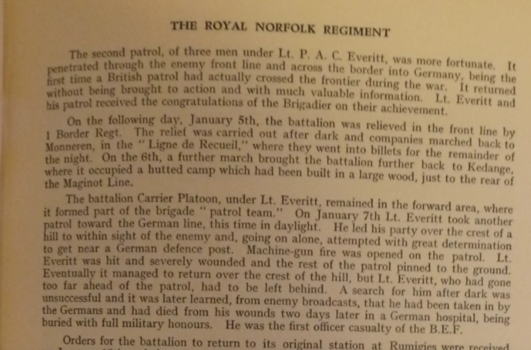  Excerpt from the Original War Report, Source: The Royal Norfolk Regiment  